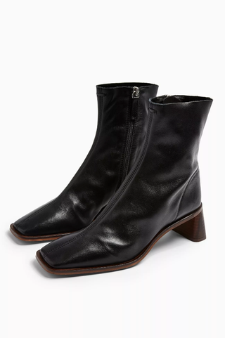 Topshop + Maja Leather Black Sock Boots