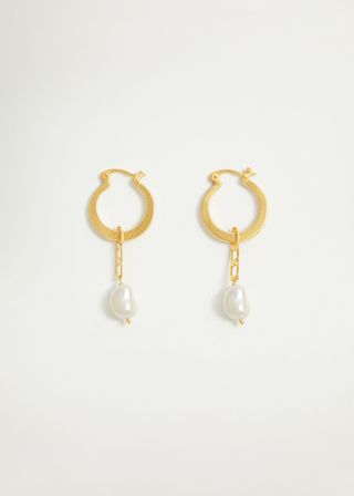 Mango + Pearl-Bead Hoops Earrings