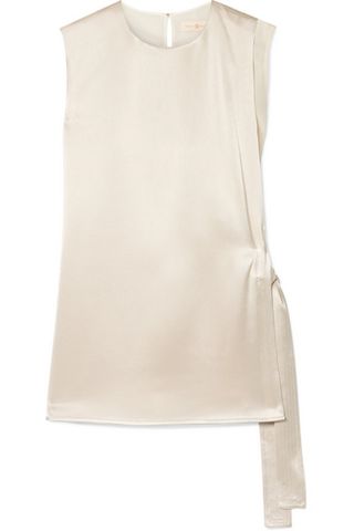 Tory Burch + Wrap-Effect Hammered-Satin and Silk Top
