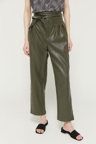 Urban Outfitters + Maya Faux Leather Pleated Trouser Pant