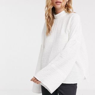 ASOS Design + High Neck Top with Wide Sleeve