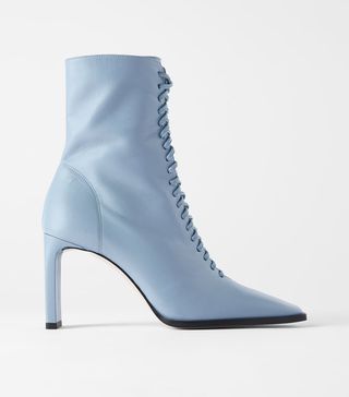 Zara + Lace-Up Blue Boots