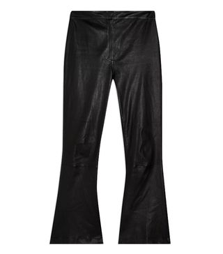 Topshop Boutique + Black Leather Kick Flare Trousers