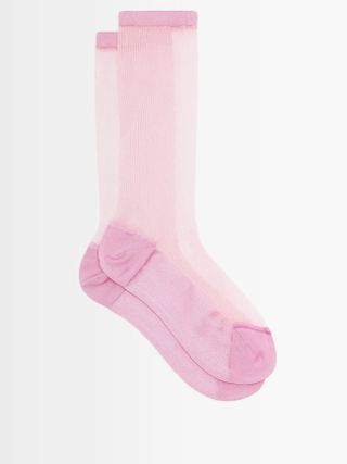 Raey + Sheer Ribbed Silk-Blend Socks
