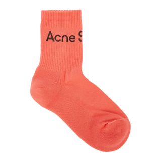 Acne Studios + Coral Logo Cotton-Blend Socks
