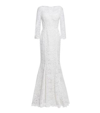 Dolce & Gabbana + Fluted Cotton-Blend Corded Lace Gown