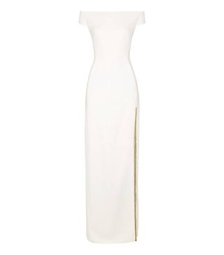 Stella McCartney + White Embellished Off-the-Shoulder Gown