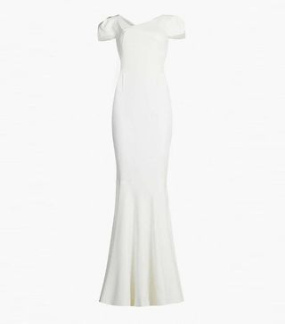Roland Mouret + Marilla Short-Sleeved Fishtail Crepe Gown