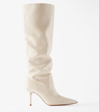 Zara + Mid Heel Leather Boots