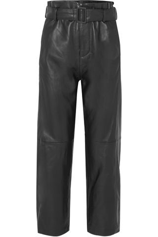 MM6 Maison Margiela + Belted Leather Straight-Leg Pants