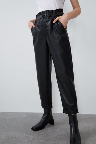 Zara + Faux Leather Tapered Pants