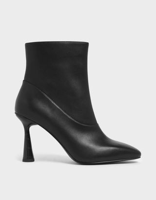 Charles & Keith + Croc-Effect Sculptural Heel Ankle Boots