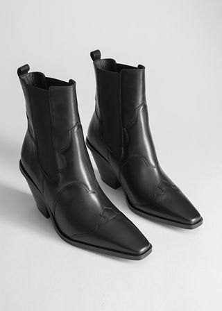 & Other Stories + Square Toe Leather Cowboy Boots