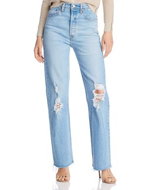 Levi's + Ribcage Ripped Straight-Leg Jeans in Tango Swing