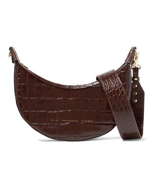 Chylak + Croissant Glossed Croc-Effect Leather Shoulder Bag