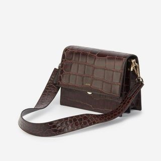 JW Pei + Mini Flap Bag in Brown Croc
