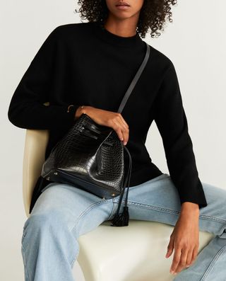 Mango + Croc-Effect Bag