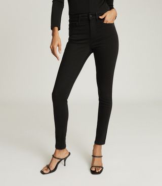 Reiss + Lux Black Mid-Rise Skinny Jeans