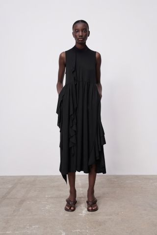 Zara + Frilled Midi Dress