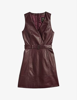 Ted Baker + Sleeveless Leather Mini Dress