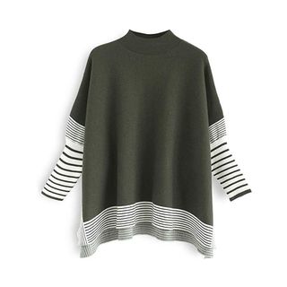 Chicwish + Striped Oversize Soft Knit Cape Sweater
