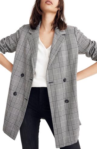 Madewell + Caldwell Plaid Double-Breasted Blazer