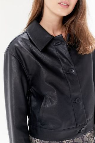 Urban Outfitters + Faux Leather Button-Front Jacket