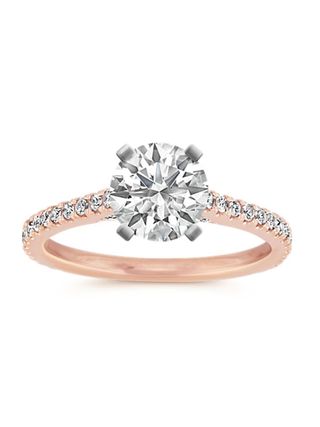 Shane Co. + Pave-Set Round Diamond Engagement Ring in 14k Rose Gold