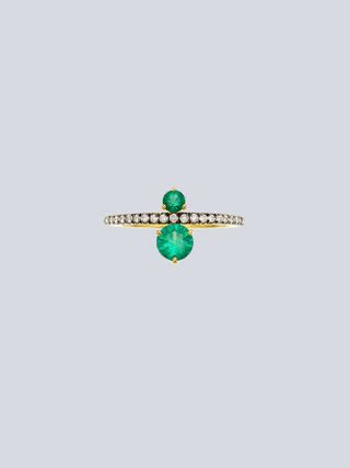 Jemma Wynne + Prive Emerald Ring With Pave Diamonds