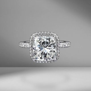 Material Good + Cushion Cut Engagement Ring With Pavé Halo