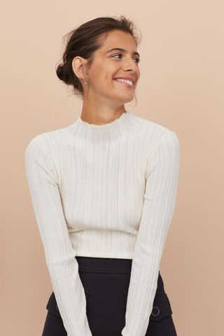 H&M + Ribbed Mock-turtleneck Sweater