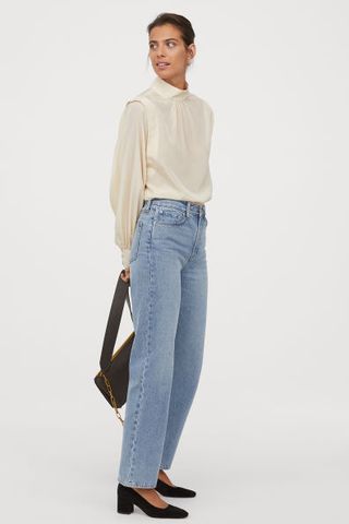 H&M + Blouse with Stand-up Collar