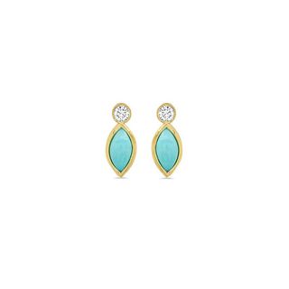 Jennifer Meyer + Diamond Bezel With Turquoise Marquise Stud Earrings