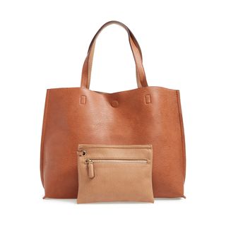 Street Level + Reversible Faux Leather Tote Bag With Wristlet