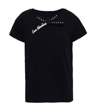 Love Moschino + Bow-Embellished Stretch-Cotton Jersey T-Shirt