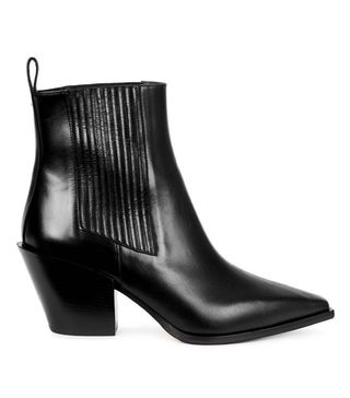 Aeydē + Kate Black Leather Ankle Boots