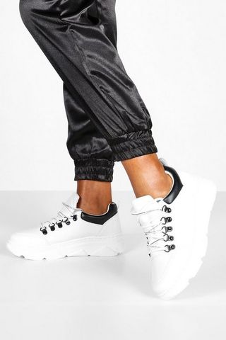 Boohoo + Double Ring Lace Up Chunky Trainers