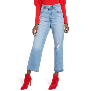 Levi's + Ribcage Super High-Waist Straight Ankle Jeans