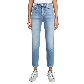 Re/Done + High-Rise Ankle Crop Jeans