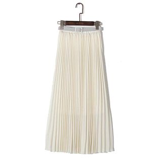Oseing + Belted Chiffon Pleated Skirt
