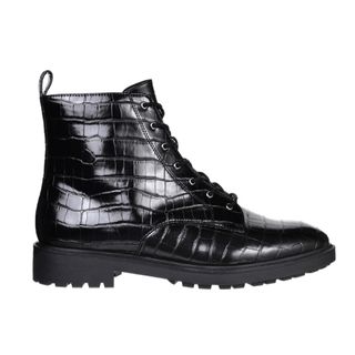 KLEY + Black Croc-Embossed 'Baker' Lace Up Ankle Boots