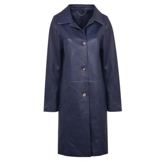 KLEY + Dark Blue Leather Coat