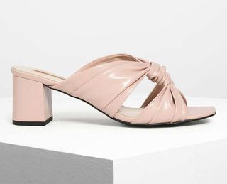 Charles & Keith + Nude Ruched mules