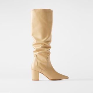 Zara + Leather Mid Heel Boots