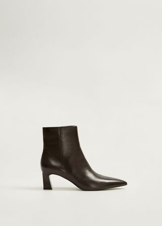 Mango + Heel Leather Heel Ankle Boot