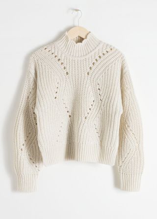 & Other Stories + Mock Neck Cable Knit Sweater