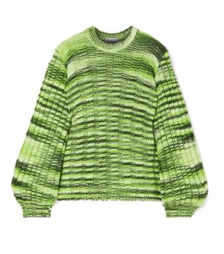 Ganni + Neon Mélange Ribbed-Knit Sweater