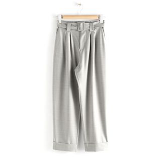 & Other Stories + Pleated Square Buckle Belted Trousers
