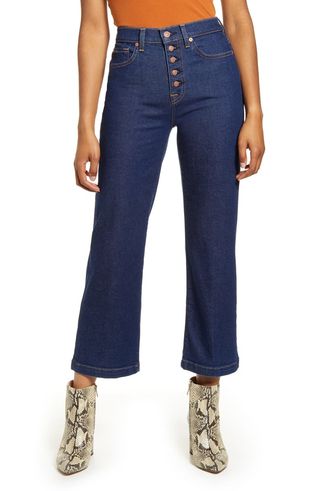 7 for All Mankind + Alexa Exposed Button Fly Crop Jeans