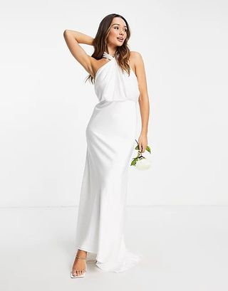 ASOS + Edition Ruched Halter Neck Maxi Wedding Dress